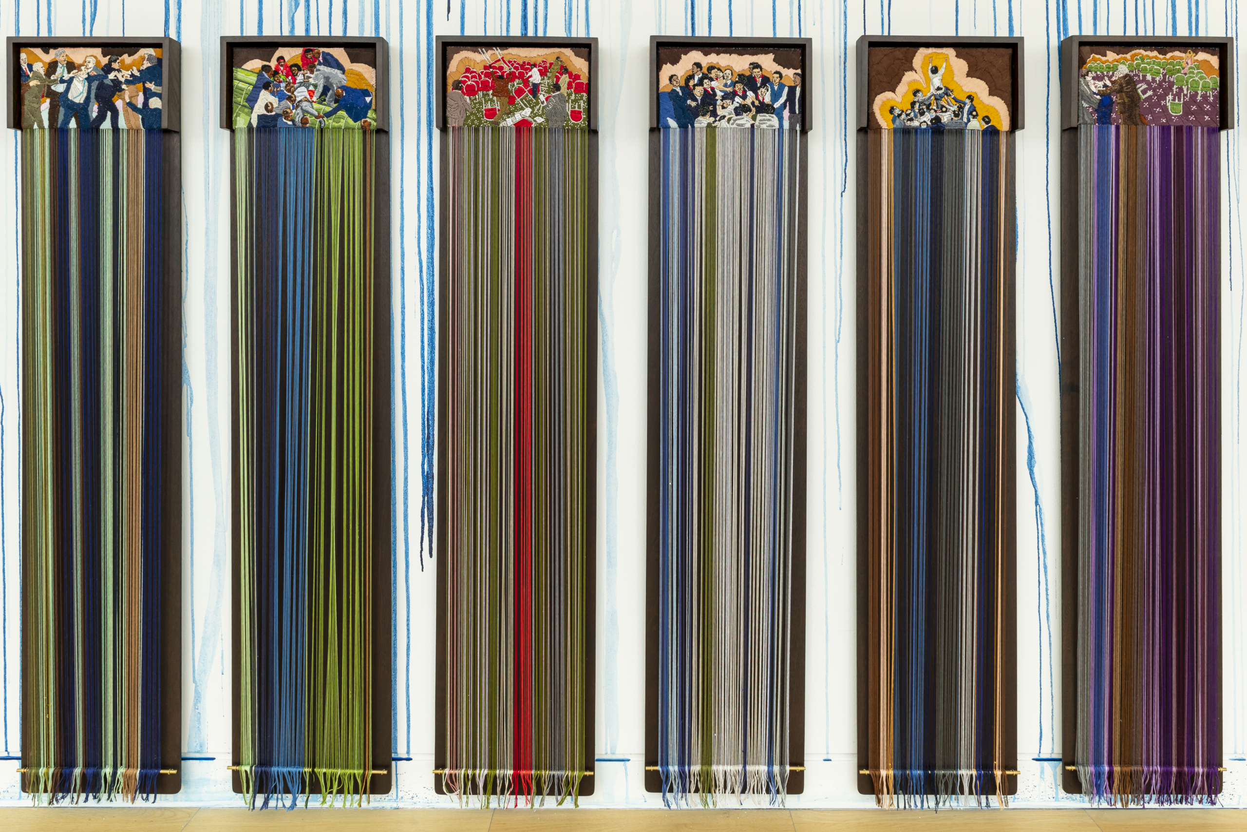 String art at the exhibition Soft Surge at Luan Gallery